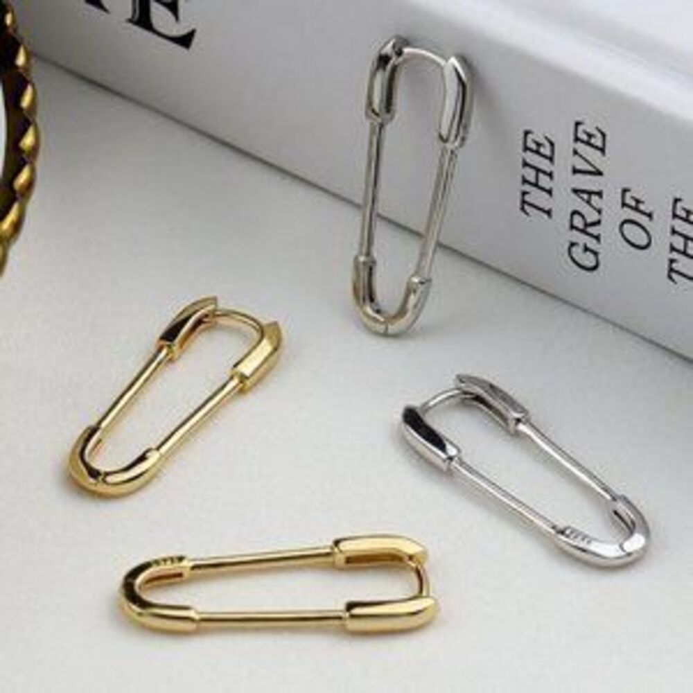 *NEW 925 Sterling Silver Paper Clip Pin Earrings